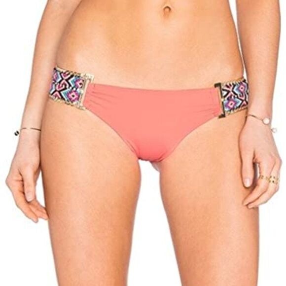 2pc triangle Beach Bunny Medium Swimwear Boho Paradise Bikini Orange Coral Pink - Picture 9 of 11